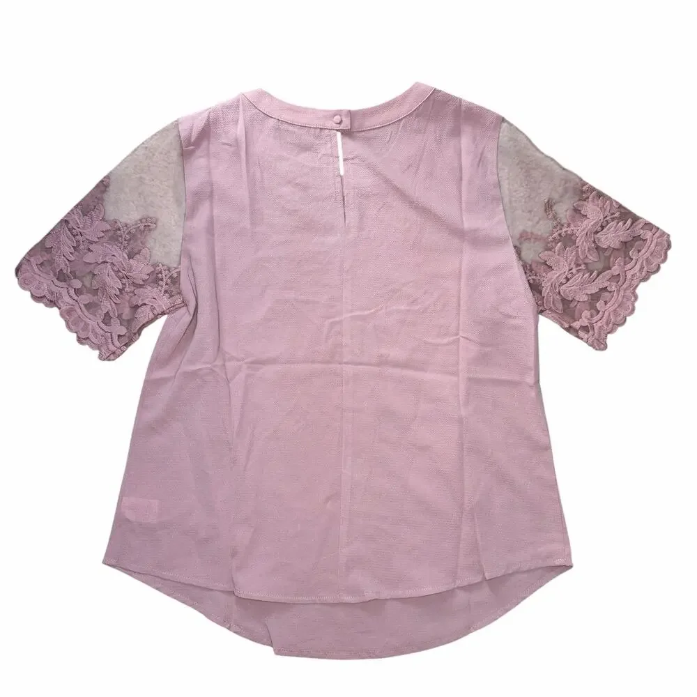 NWT Lulus Lisa Marie Mauve Pink Embroidered Top Size M